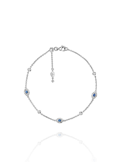 White gold bracelet with sapphires and round brilliant-cut diamonds, 1 White gold bracelet with sapphires and round brilliant-cut diamonds, 1