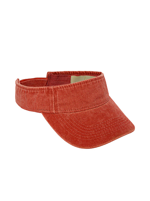 Orange Embroidered Denim Visor, 1