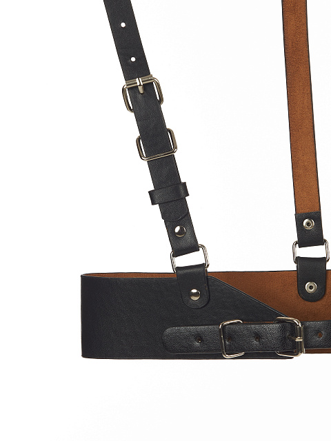 Black Faux Leather Harness, 3