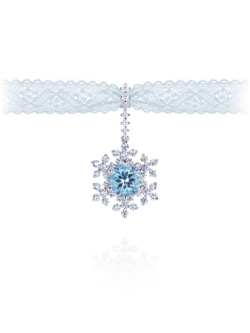 White Gold & Aquamarine Snowflake Pendant, 1