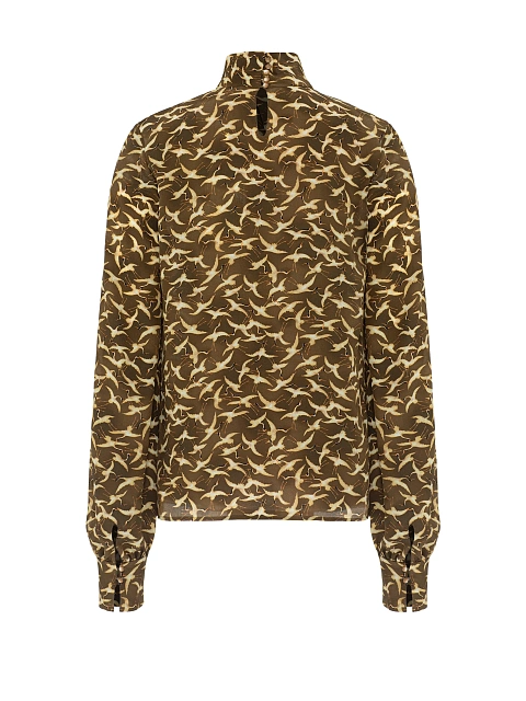 Brown Printed Silk Blouse, 2 Brown Printed Silk Blouse, 2