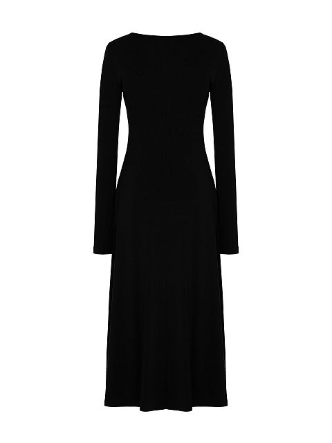 Black Rayon Jersey Midi Dress, 2