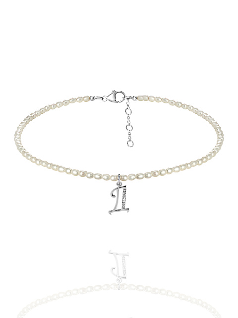 Pearls, Cubic Zirkonia & Silver "Д" Letter Choker, 1