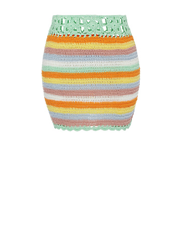 Mint Crochet Knitted Mini Skirt, 2