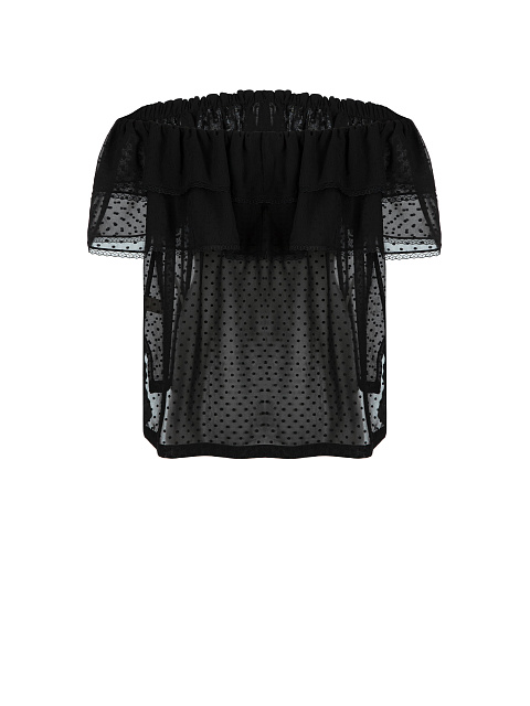 Black Chiffon Off Shoulder Top, 2