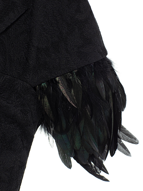 Black Jacquard Maxi Dress With Feathers, 10