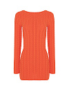 Вязаное платье с открытой спиной, с косами, оранжевого цвета