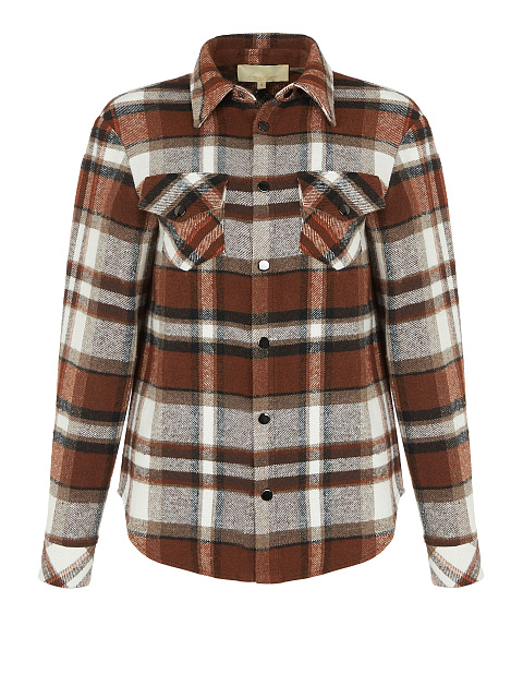 Brown Checked Wool Overshirt, 1