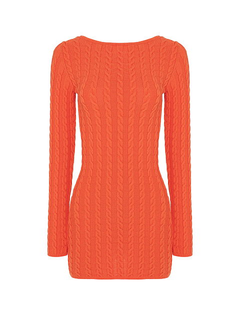 Orange Knitted Open Back Mini Dress, 1