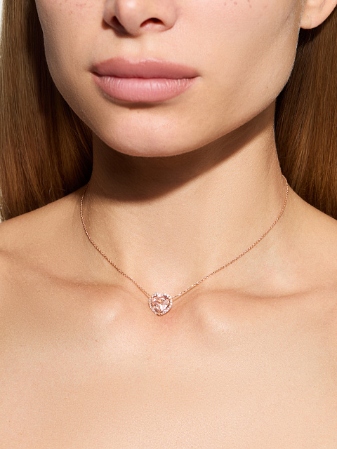Rose Gold, Heart Morganite & Diamonds Necklace, 3