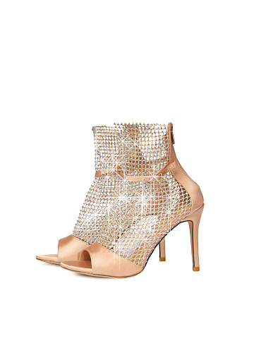Golden Mesh Rhinestone Sandals, 1