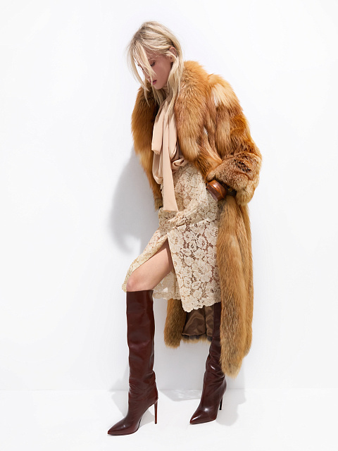 Beige lace midi skirt, 4