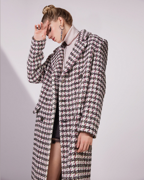 Ivory Houndstooth Tweed Coat, 8