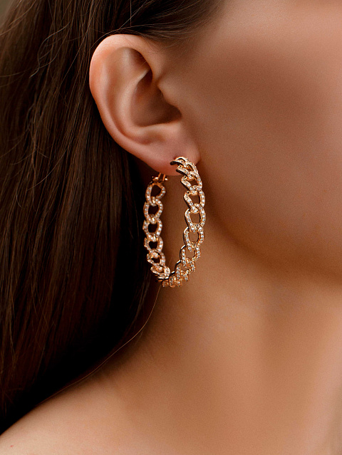 Rose Gold & Diamonds Hoop Earrings, 2