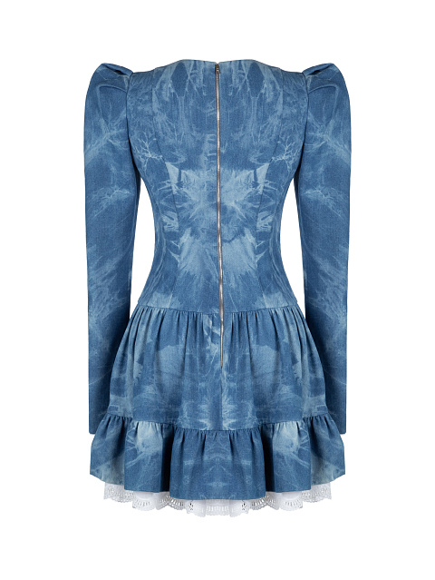 Blue Denim Tie-Dye Mini Dress, 2 Blue Denim Tie-Dye Mini Dress, 2