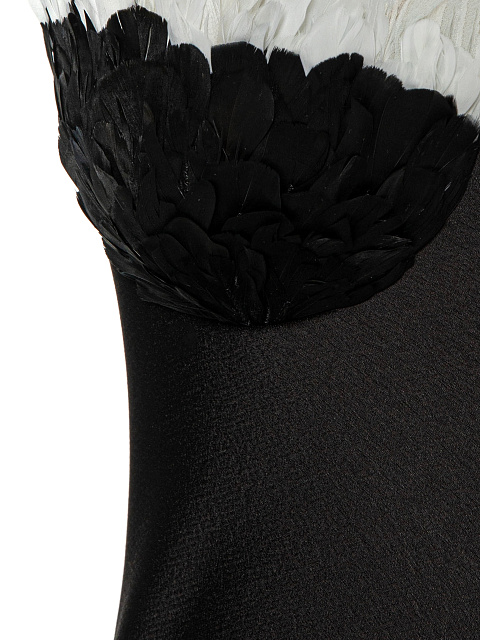 Black feather-trim maxi dress, 3 Black feather-trim maxi dress, 3