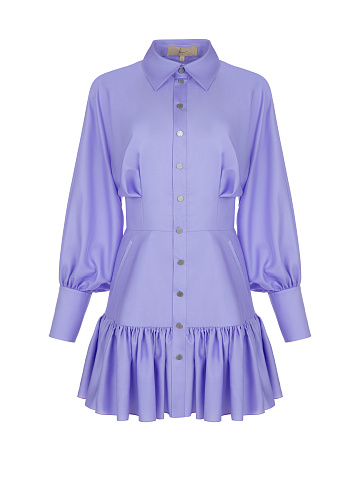Lilac Cotton Shirt Mini Dress, 1