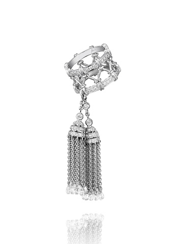 White Gold Diamond Tassel Ring, 1