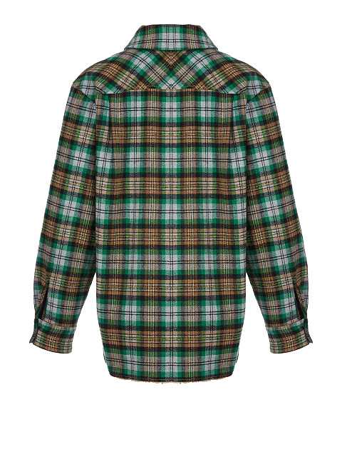 Green Checked Faux Fur Lined Shirt, 2