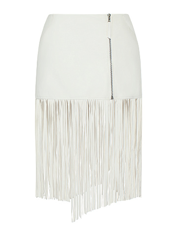 White Fringed Leather Skirt, 1