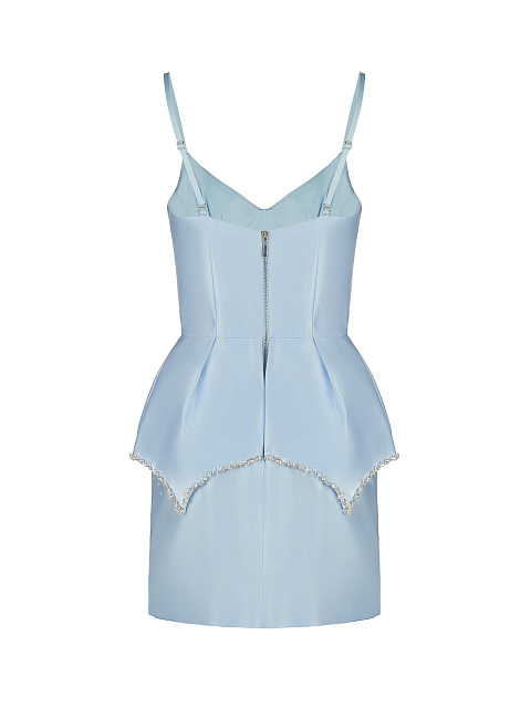 Light Blue Crystals Embellished Peplum Mini Dress, 2