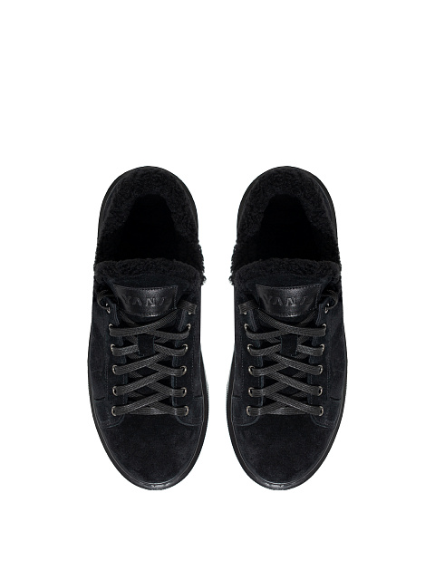 Black Suede & Shearling Sneakers, 4