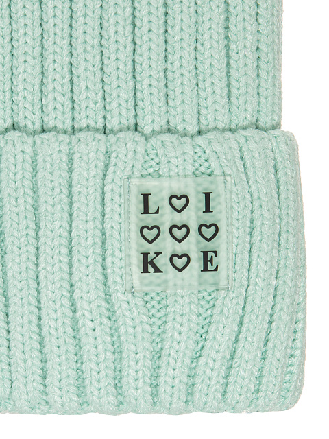 Mint Green "Like" Patch Beanie, 2