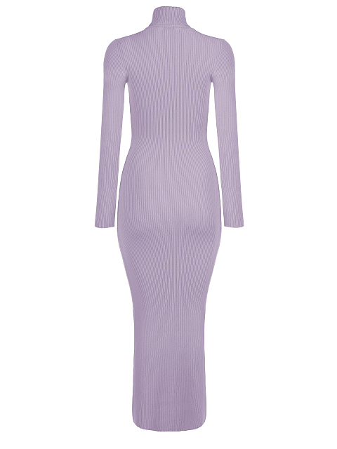 Lilac Rib Knit Turtleneck Maxi Dress, 2