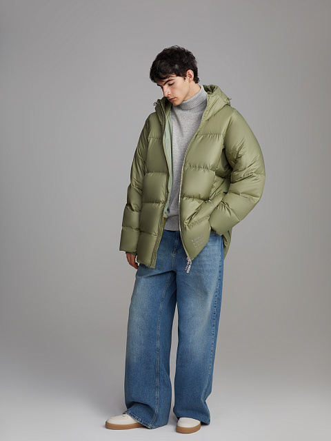 Khaki Green Unisex Hooded Puffer Jacket, 8 Khaki Green Unisex Hooded Puffer Jacket, 8