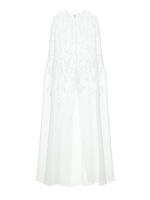 White Organza Cape With Floral Embroidery, 1