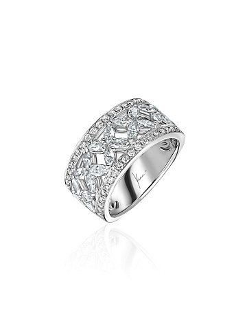 White gold ring with marquise-cut diamonds, 1