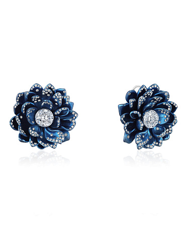 Titanium stud earrings with diamonds, 1