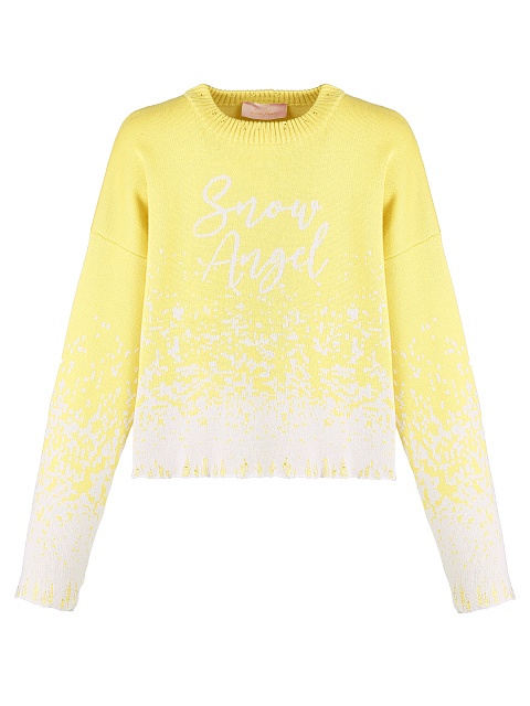 Yellow "Snow Angel" Distressed Sweater, 1