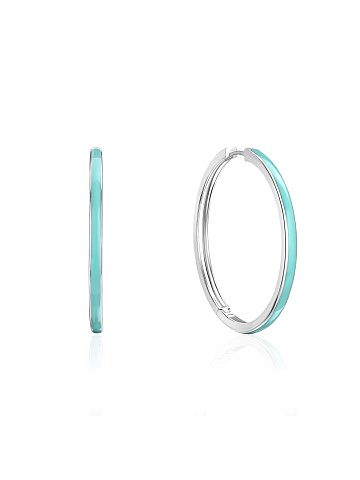 White gold hoops with Paraiba-colored enamel, 1