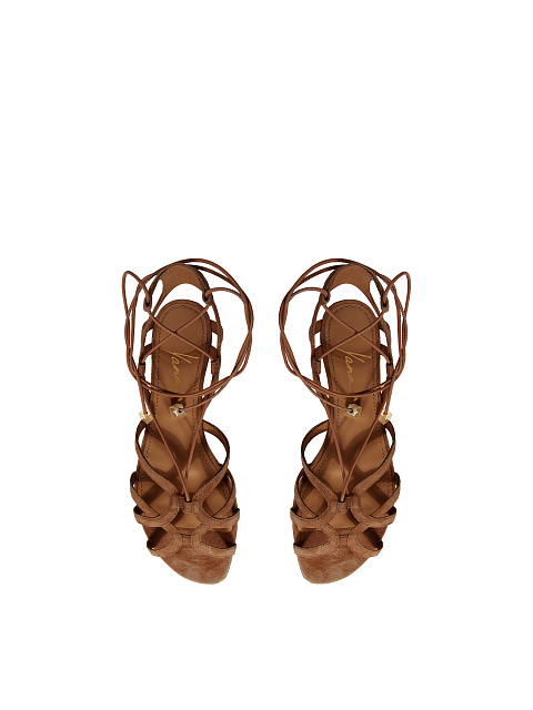 Brown Suede Flat Sandals, 4 Brown Suede Flat Sandals, 4