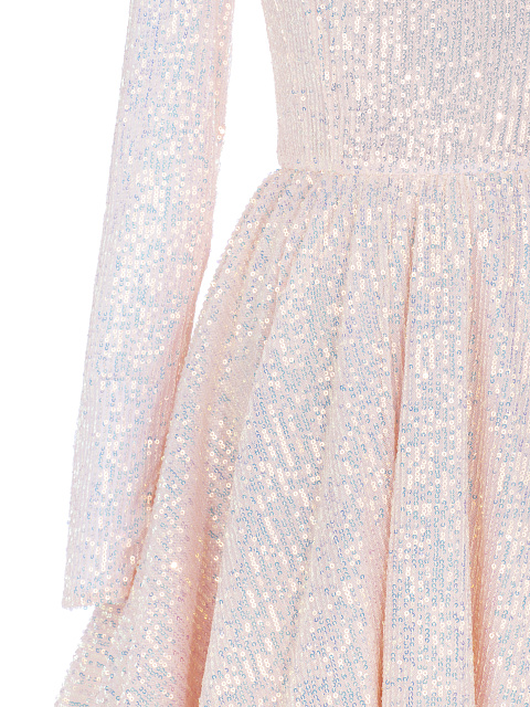 Light Pink Sequined One Sleeve Dress , 3