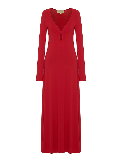 Red Rayon Jersey Maxi Dress, 1