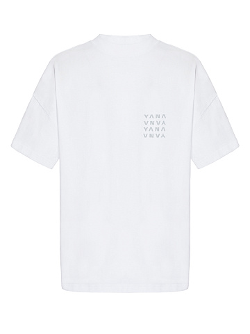 Men's White Printed Cotton T-shirt, 1