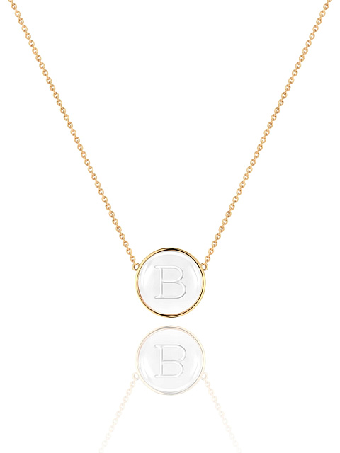 Yellow Gold & Rock Crystal "B" Pendant, 1