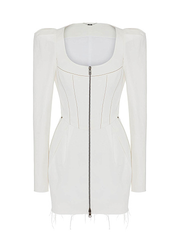 White denim dress with zipper, 1