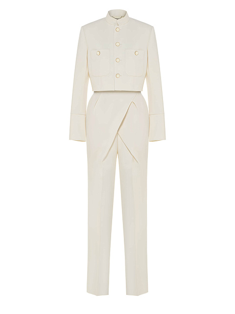 Milk Wool Two-piece Suit With A Cropped Jacket, 1 Milk Wool Two-piece Suit With A Cropped Jacket, 1
