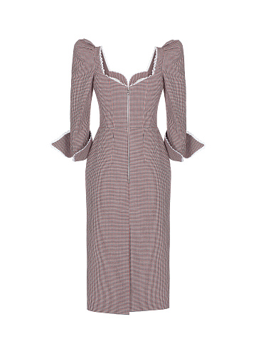 Red Checkered Midi Dress, 2