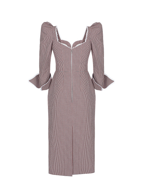 Red Checkered Midi Dress, 2 Red Checkered Midi Dress, 2