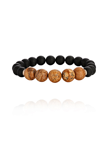 Rose gold bracelet with jasper and onyx beads, 1