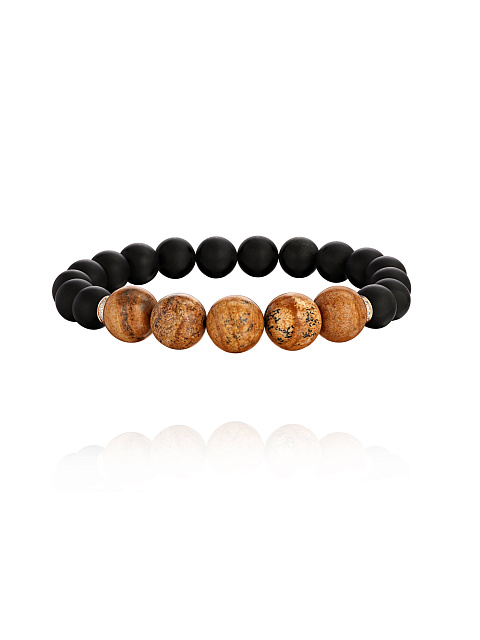 Rose gold bracelet with jasper and onyx beads, 1