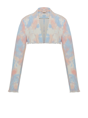 Pink Tie-dye Denim Bolero Jacket, 1