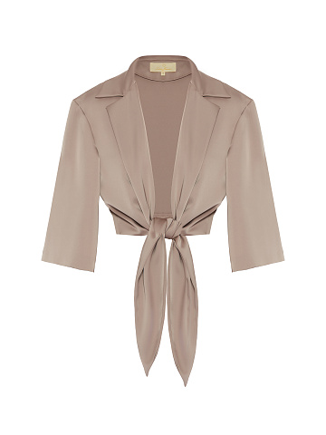 Light Brown Cropped Knot Shirt, 1