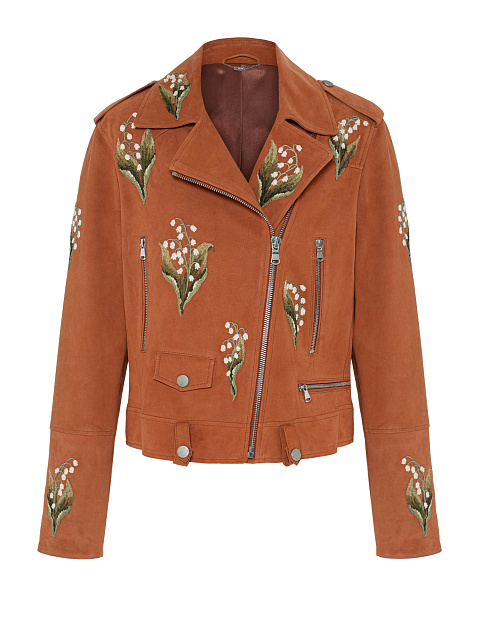 Brown Leather Jacket With Lily Of The Valley Embroidery, 1