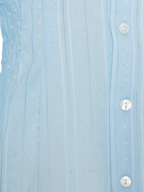 Blue Cotton Blouse With Puff Sleeves, 3