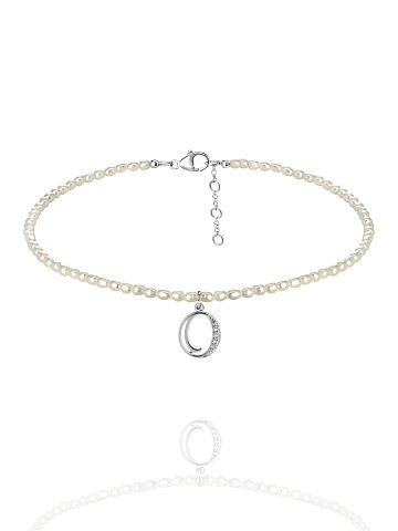 Pearls, Cubic Zirkonia & Silver "O" Letter Choker, 1